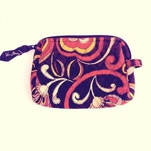 Vera Bradley Quilted Cosmetic Bag - Brown and Pink Floral